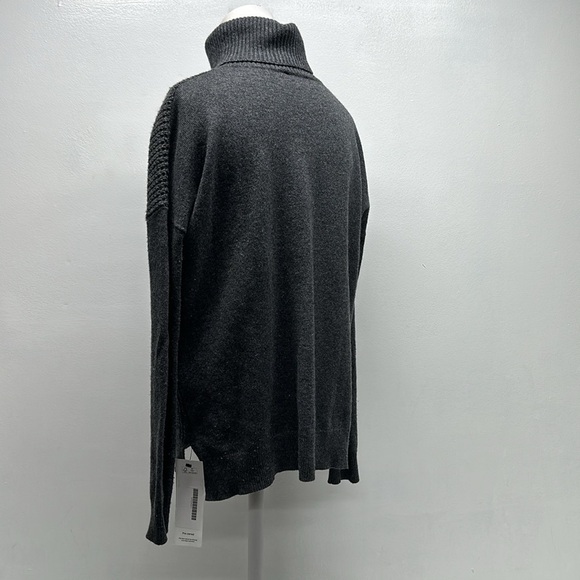 Theory Aldanta 100% Cashmere Sweater Turtleneck Waffle Knit Ribbed Gray S Small - Picture 6 of 10